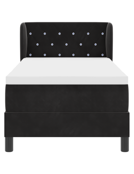 Letto a molle con materasso Nero 80 x 200 cm Velluto