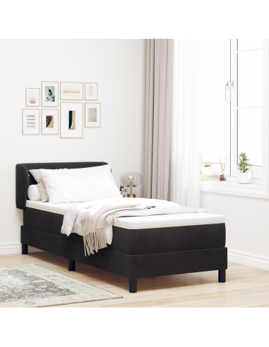 Letto a molle con materasso Nero 80 x 200 cm Velluto