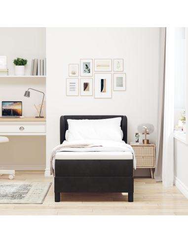 Letto a molle con materasso Nero 80 x 200 cm Velluto