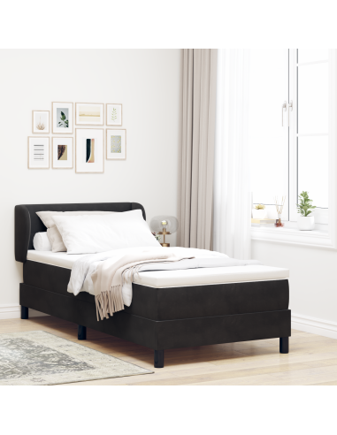 Letto a molle con materasso Nero 80 x 200 cm Velluto