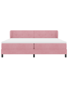 Letto a molle con materasso Rosa 200 x 200 cm Velluto 2
