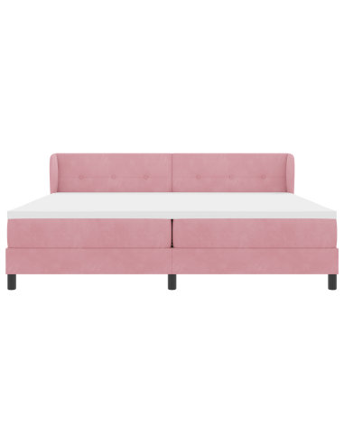 Letto a molle con materasso Rosa 200 x 200 cm Velluto