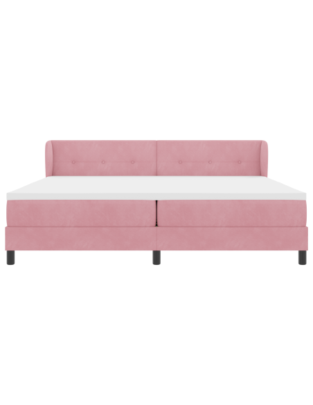 Letto a molle con materasso Rosa 200 x 200 cm Velluto