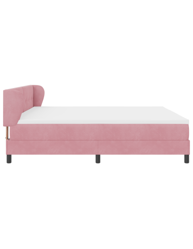 Letto a molle con materasso Rosa 200 x 200 cm Velluto