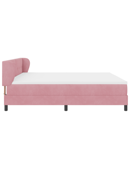 Letto a molle con materasso Rosa 200 x 200 cm Velluto