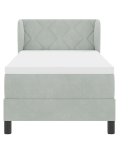 Letto a molle con materasso Grigio chiaro 80 x 200 cm Velluto 2