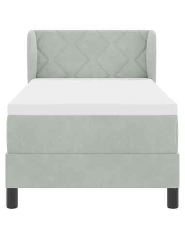 Letto a molle con materasso Grigio chiaro 80 x 200 cm Velluto