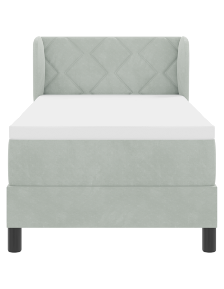 Letto a molle con materasso Grigio chiaro 80 x 200 cm Velluto