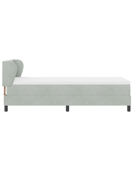 Letto a molle con materasso Grigio chiaro 80 x 200 cm Velluto