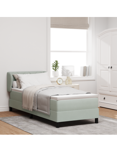 Letto a molle con materasso Grigio chiaro 80 x 200 cm Velluto
