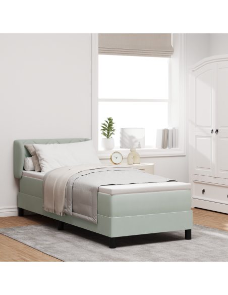 Letto a molle con materasso Grigio chiaro 80 x 200 cm Velluto