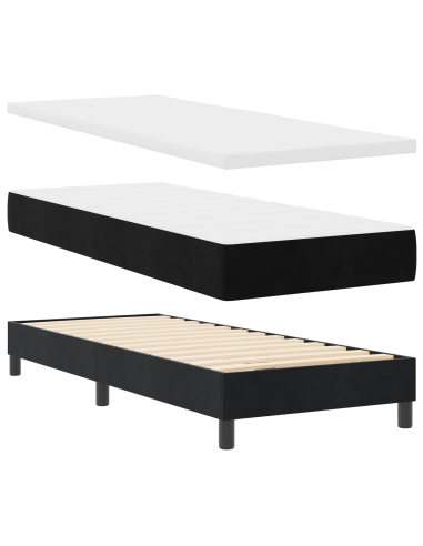 Letto a molle con materasso Nero 80 x 200 cm Velluto