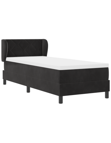 Letto a molle con materasso Nero 80 x 200 cm Velluto