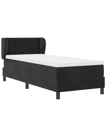 Letto a molle con materasso Nero 80 x 200 cm Velluto