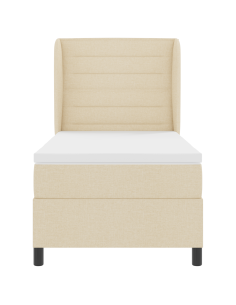 Letto a molle con materasso Crema 90 x 190 cm Tessuto 2