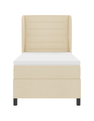 Letto a molle con materasso Crema 90 x 190 cm Tessuto