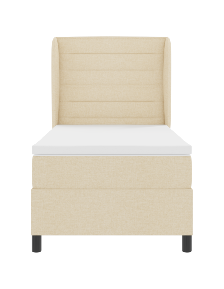Letto a molle con materasso Crema 90 x 190 cm Tessuto