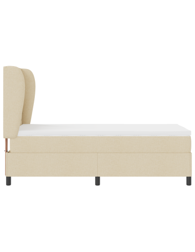 Letto a molle con materasso Crema 90 x 190 cm Tessuto