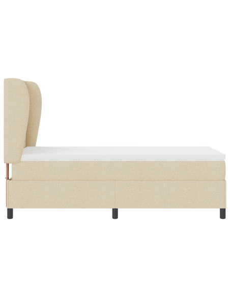 Letto a molle con materasso Crema 90 x 190 cm Tessuto