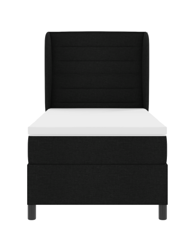 Letto a molle con materasso Nero 90 x 200 cm Tessuto