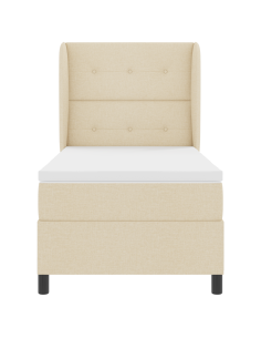 Letto a molle con materasso Crema 90 x 190 cm Tessuto 2