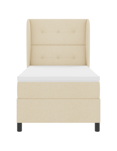 Letto a molle con materasso Crema 90 x 190 cm Tessuto