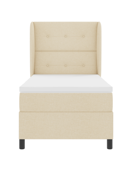 Letto a molle con materasso Crema 90 x 190 cm Tessuto