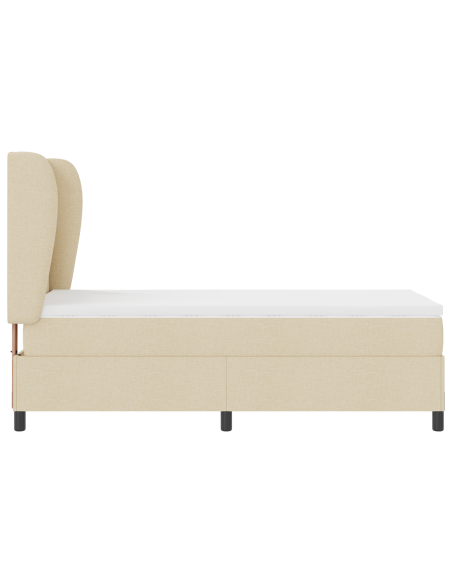 Letto a molle con materasso Crema 90 x 190 cm Tessuto