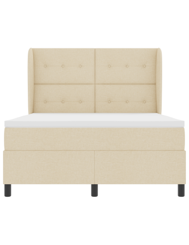 Letto a molle con materasso Crema 160 x 200 cm Tessuto