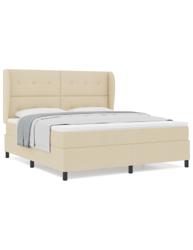 Letto a molle con materasso Crema 180 x 200 cm Tessuto