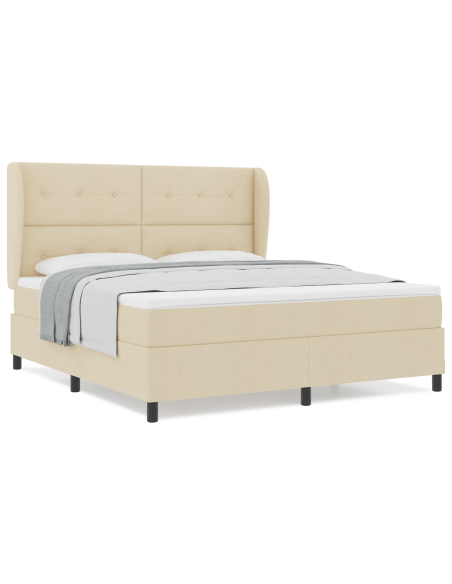 Letto a molle con materasso Crema 180 x 200 cm Tessuto