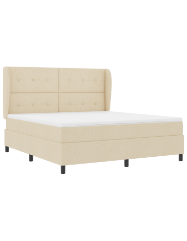 Letto a molle con materasso Crema 180 x 200 cm Tessuto