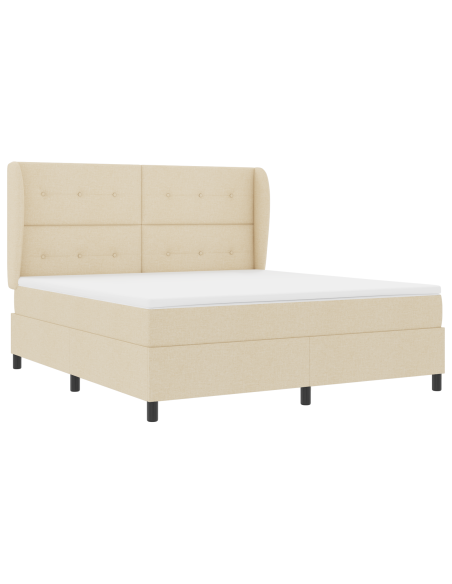 Letto a molle con materasso Crema 180 x 200 cm Tessuto