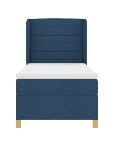 Letto con molle e materasso Grigio Scuro 90x190 cm Tessuto Blu