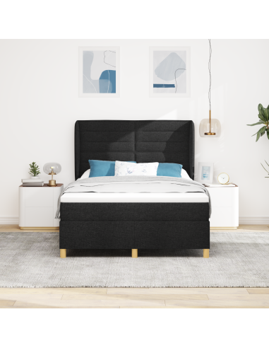 Letto con molle e materasso Grigio Scuro 90x190 cm Tessuto Nero