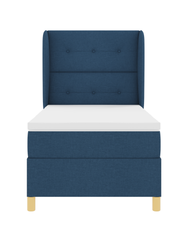 Letto con molle e materasso Grigio Scuro 90x190 cm Tessuto Blu