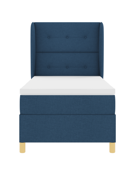 Letto con molle e materasso Grigio Scuro 90x190 cm Tessuto Blu