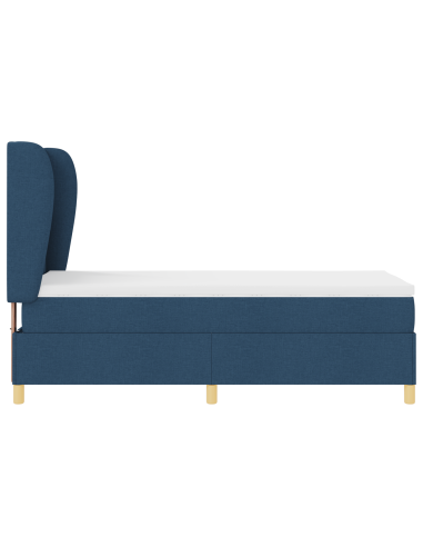Letto con molle e materasso Grigio Scuro 90x190 cm Tessuto Blu