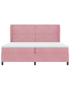 Letto a molle con materasso Rosa 200 x 200 cm Poliestere 2