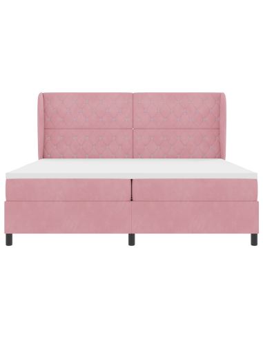 Letto a molle con materasso Rosa 200 x 200 cm Poliestere