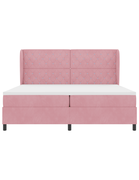 Letto a molle con materasso Rosa 200 x 200 cm Poliestere