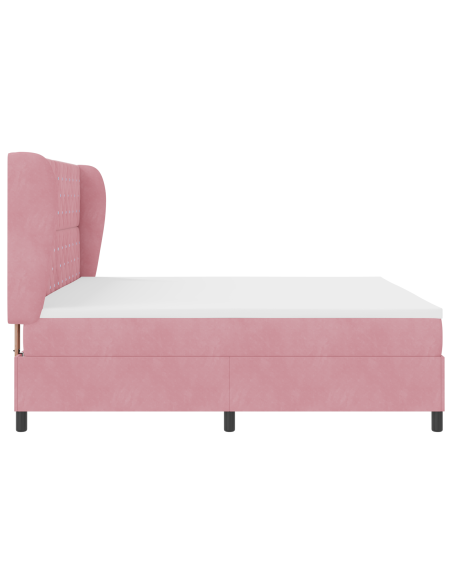 Letto a molle con materasso Rosa 200 x 200 cm Poliestere