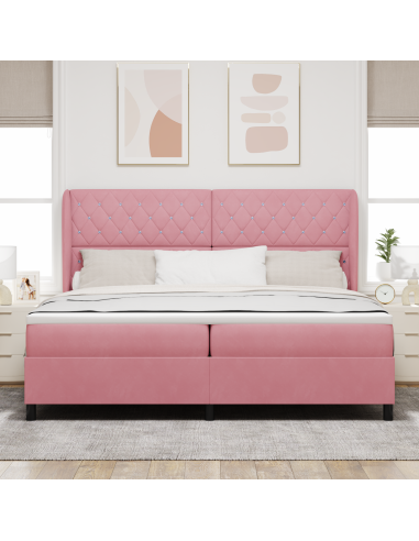 Letto a molle con materasso Rosa 200 x 200 cm Poliestere
