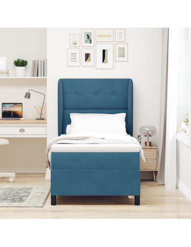 Letto a molle con materasso Blu Scuro 200 x 80 cm Poliestere