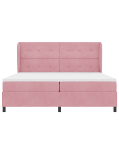 Letto a molle con materasso Rosa 200 x 200 cm Poliestere 2