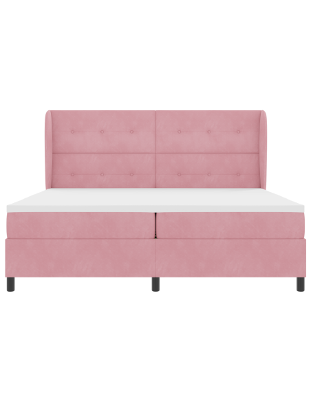 Letto a molle con materasso Rosa 200 x 200 cm Poliestere