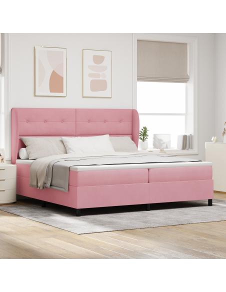 Letto a molle con materasso Rosa 200 x 200 cm Poliestere