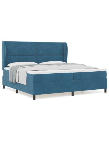 Letto a molle con materasso Blu Scuro 200 x 200 cm Poliestere