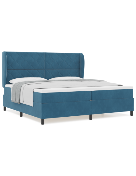 Letto a molle con materasso Blu Scuro 200 x 200 cm Poliestere