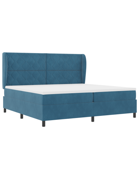 Letto a molle con materasso Blu Scuro 200 x 200 cm Poliestere
